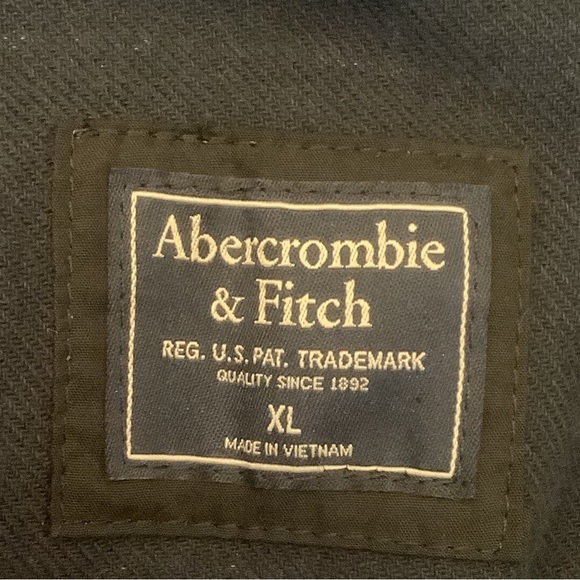 Abercrombie & Fitch Navy Windowpane Trench Coat – Size XL - Picture 5 of 14